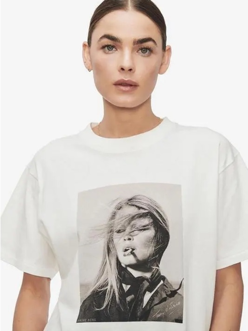 ANINE BING Ida Tee White Graphic - Women- LG- Read